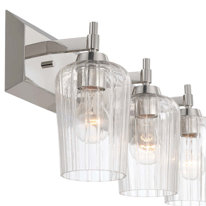 Brilia 3-light Vanity in Polished Nickel with Fluted Glass - - Golden Lighting