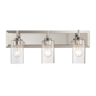 Brilia 3-light Vanity in Polished Nickel with Hammered Water Glass - - Golden Lighting