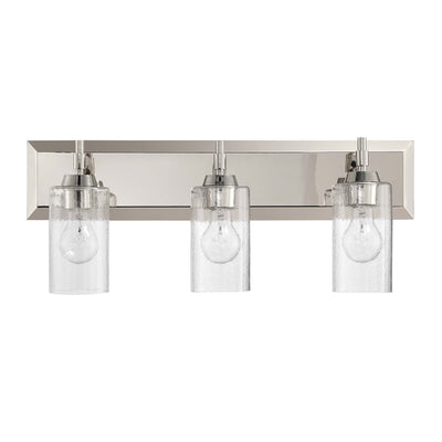 Brilia 3-light Vanity in Polished Nickel with Hammered Water Glass - - Golden Lighting