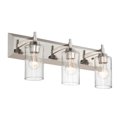 Brilia 3-light Vanity in Polished Nickel with Hammered Water Glass - - Golden Lighting