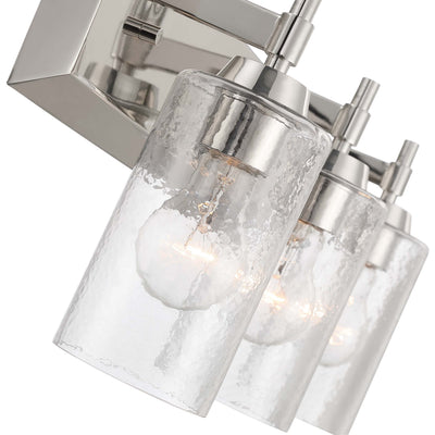 Brilia 3-light Vanity in Polished Nickel with Hammered Water Glass - - Golden Lighting