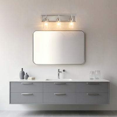 Brilia 3-light Vanity in Polished Nickel with Hammered Water Glass - - Golden Lighting