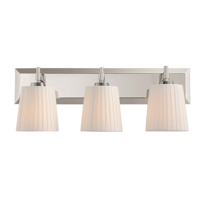 Brilia 3-light Vanity in Polished Nickel with Pleated Shade - - Golden Lighting