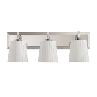 Brilia 3-light Vanity in Polished Nickel with Pleated Shade - - Golden Lighting