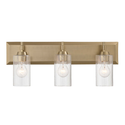 Yep by Golden Lighting Brilia 3-light Vanity in Brushed Champagne Brass with Hammered Water Glass