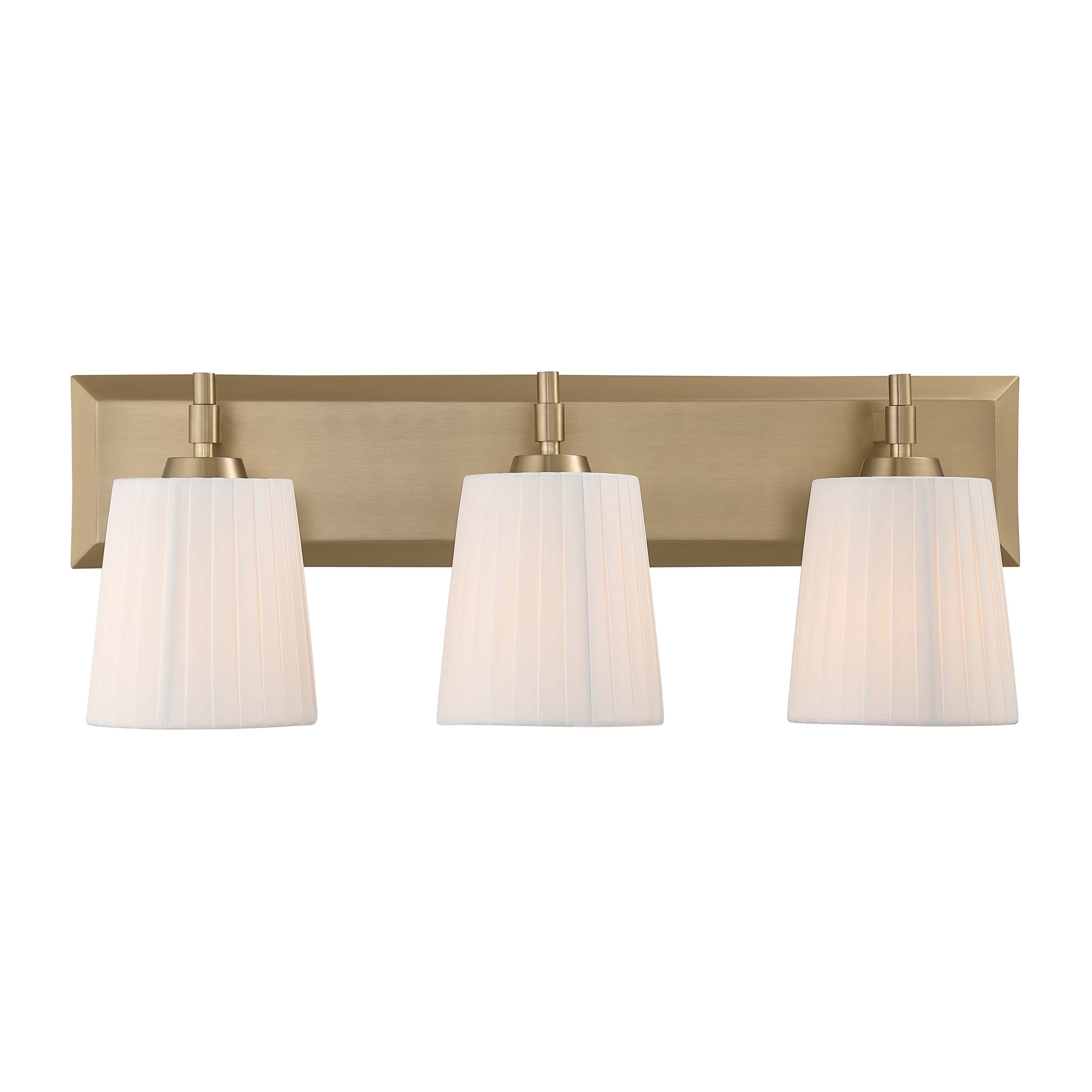 Yep by Golden Lighting Brilia 3-light Vanity in Brushed Champagne Brass with Pleated Shade