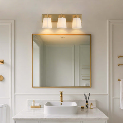 Yep by Golden Lighting Brilia 3-light Vanity in Brushed Champagne Brass with Pleated Shade