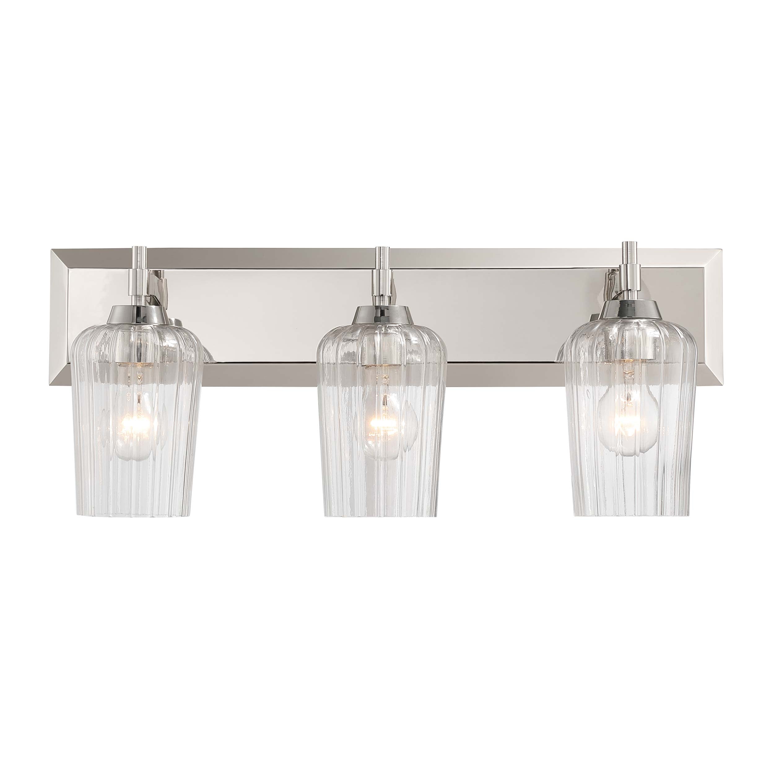 Yep by Golden Lighting Brilia 3-light Vanity in Polished Nickel with Fluted Glass