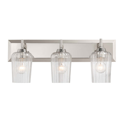 Yep by Golden Lighting Brilia 3-light Vanity in Polished Nickel with Fluted Glass
