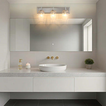 Yep by Golden Lighting Brilia 3-light Vanity in Polished Nickel with Fluted Glass