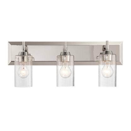 Yep by Golden Lighting Brilia 3-light Vanity in Polished Nickel with Hammered Water Glass