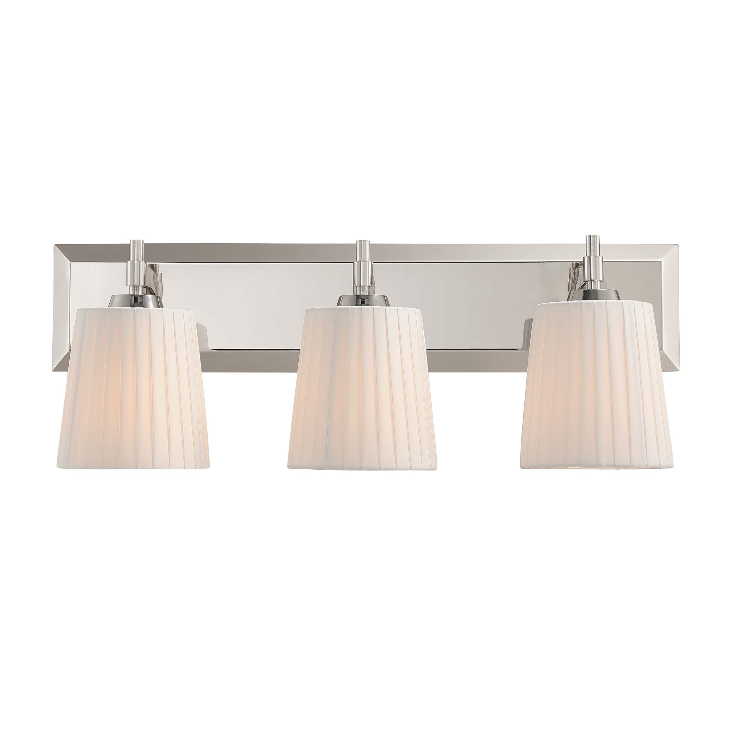 Yep by Golden Lighting Brilia 3-light Vanity in Polished Nickel with Pleated Shade