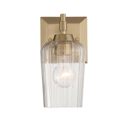 Brilia 1-light Wall Sconce Vanity in Brushed Champagne Brass with Fluted Glass - - Golden Lighting
