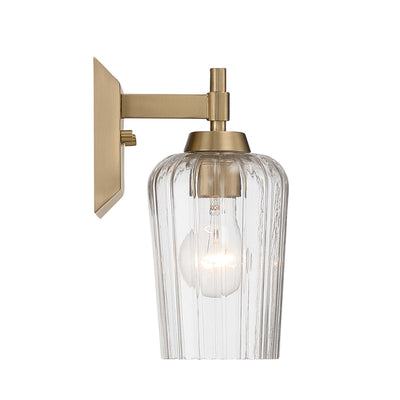 Brilia 1-light Wall Sconce Vanity in Brushed Champagne Brass with Fluted Glass - - Golden Lighting