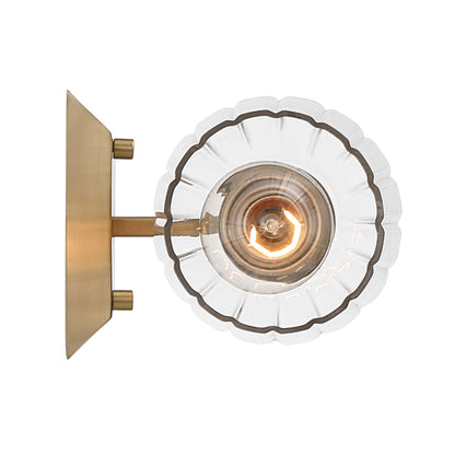 Brilia 1-light Wall Sconce Vanity in Brushed Champagne Brass with Fluted Glass - - Golden Lighting