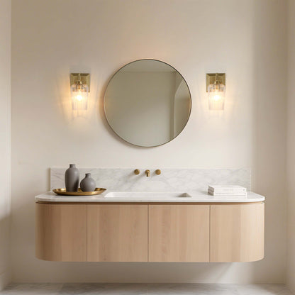 Brilia 1-light Wall Sconce Vanity in Brushed Champagne Brass with Fluted Glass - - Golden Lighting