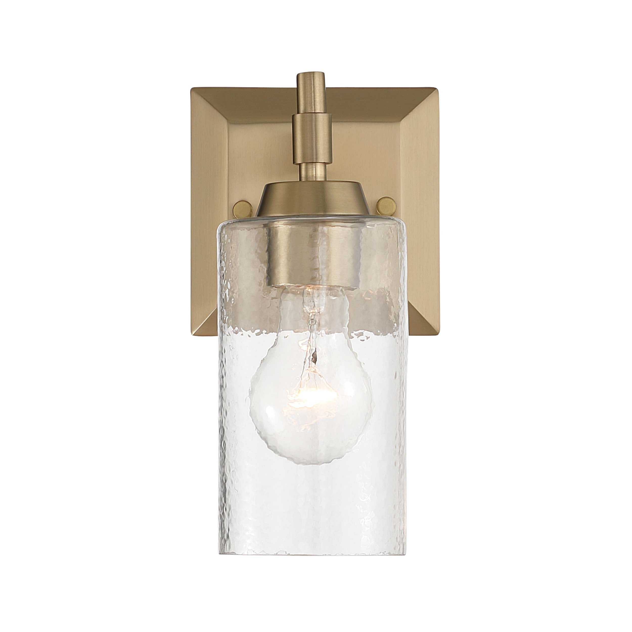 Brilia 1-light Wall Sconce Vanity in Brushed Champagne Brass with Hammered Water Glass - - Golden Lighting