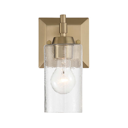 Brilia 1-light Wall Sconce Vanity in Brushed Champagne Brass with Hammered Water Glass - - Golden Lighting