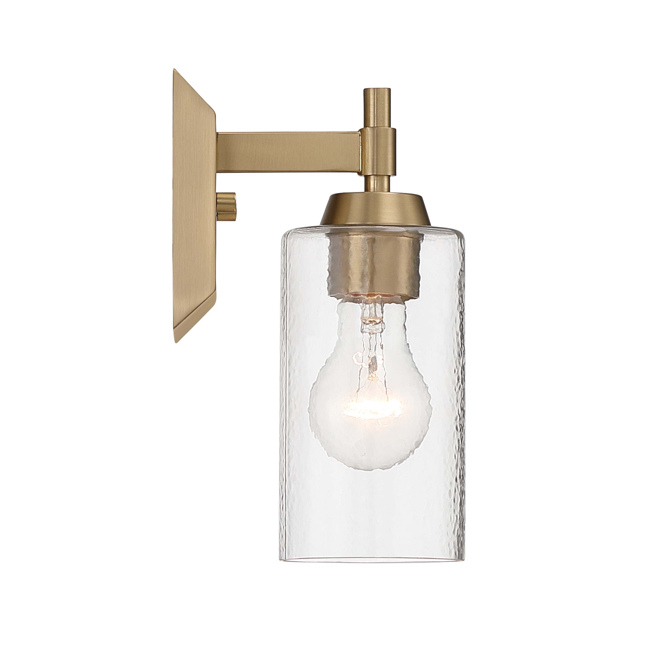 Brilia 1-light Wall Sconce Vanity in Brushed Champagne Brass with Hammered Water Glass - - Golden Lighting