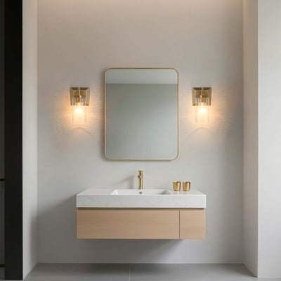 Brilia 1-light Wall Sconce Vanity in Brushed Champagne Brass with Hammered Water Glass - - Golden Lighting