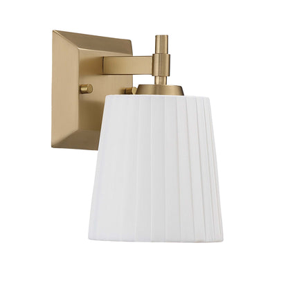 Brilia 1-light Wall Sconce Vanity in Brushed Champagne Brass with Pleated Shade - - Golden Lighting