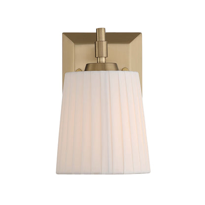 Brilia 1-light Wall Sconce Vanity in Brushed Champagne Brass with Pleated Shade - - Golden Lighting