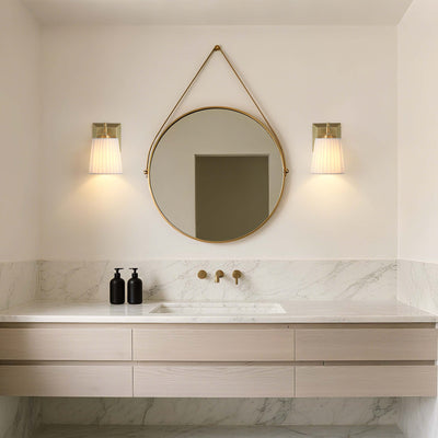 Brilia 1-light Wall Sconce Vanity in Brushed Champagne Brass with Pleated Shade - - Golden Lighting