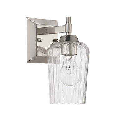Brilia 1-light Wall Sconce Vanity in Polished Nickel with Fluted Glass - - Golden Lighting