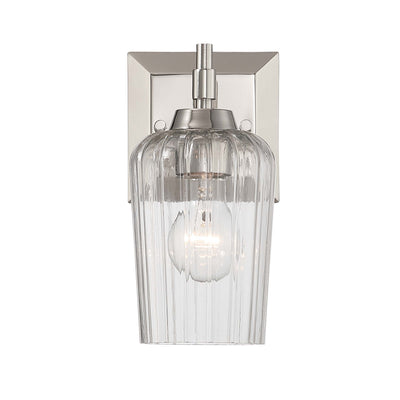 Brilia 1-light Wall Sconce Vanity in Polished Nickel with Fluted Glass - - Golden Lighting