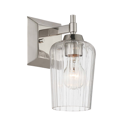 Brilia 1-light Wall Sconce Vanity in Polished Nickel with Fluted Glass - - Golden Lighting