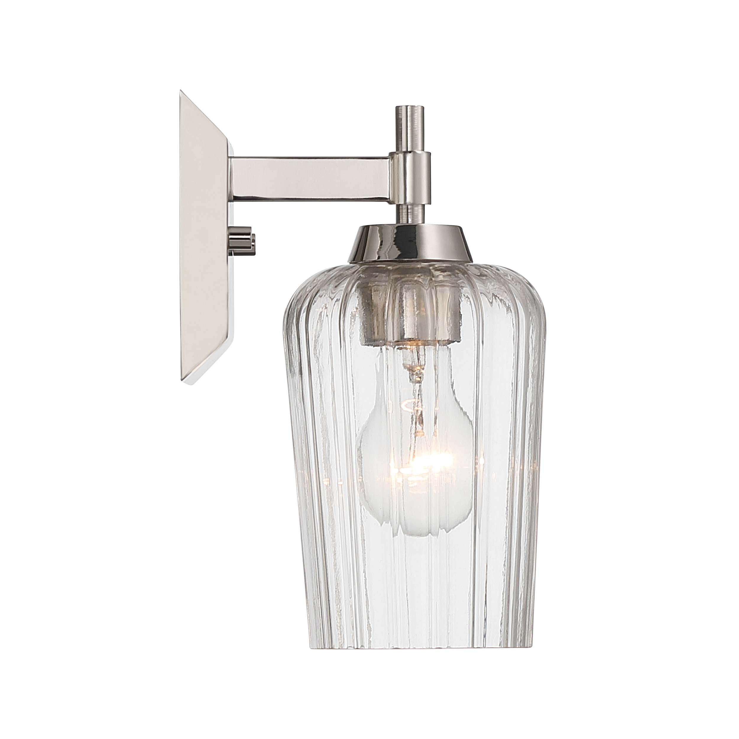 Brilia 1-light Wall Sconce Vanity in Polished Nickel with Fluted Glass - - Golden Lighting