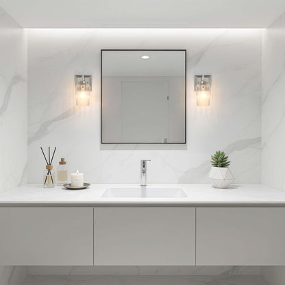 Brilia 1-light Wall Sconce Vanity in Polished Nickel with Fluted Glass - - Golden Lighting