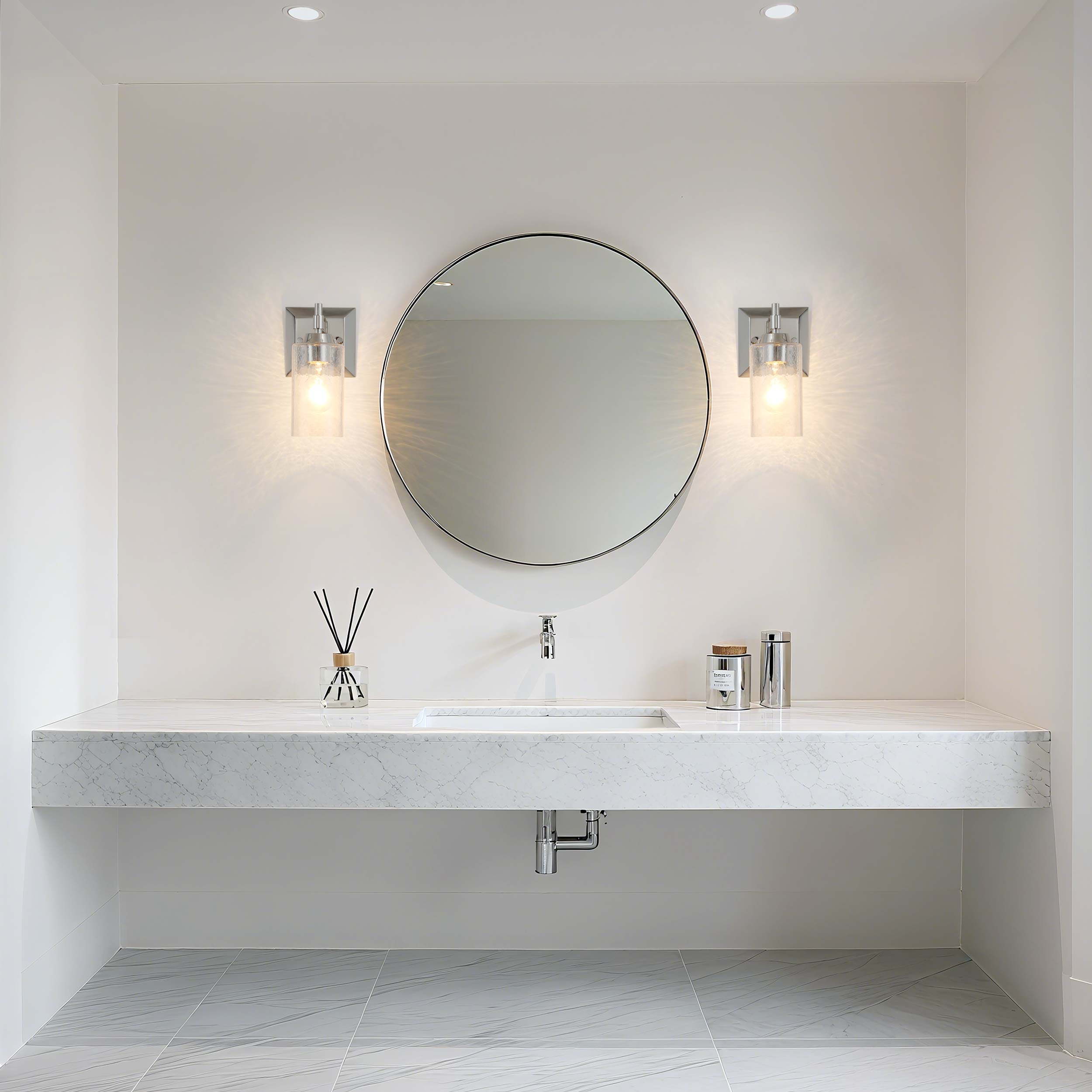 Brilia 1-light Wall Sconce Vanity in Polished Nickel with Hammered Water Glass - - Golden Lighting
