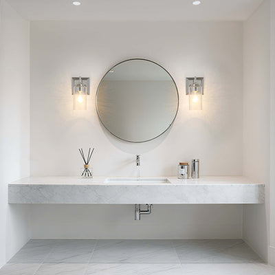 Brilia 1-light Wall Sconce Vanity in Polished Nickel with Hammered Water Glass - - Golden Lighting