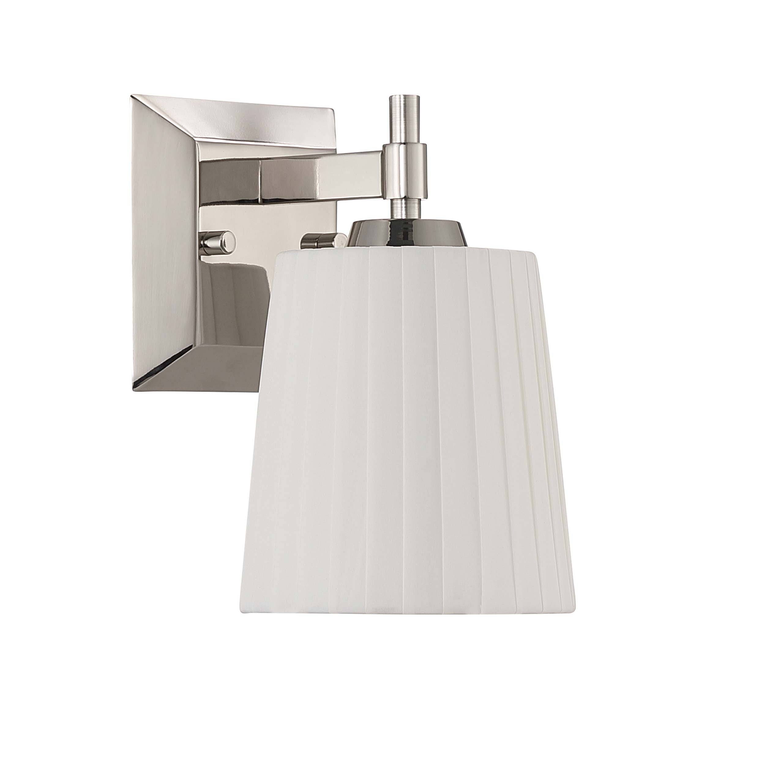 Brilia 1-light Wall Sconce Vanity in Polished Nickel with Pleated Shade - - Golden Lighting