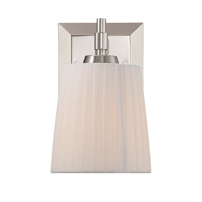 Brilia 1-light Wall Sconce Vanity in Polished Nickel with Pleated Shade - - Golden Lighting