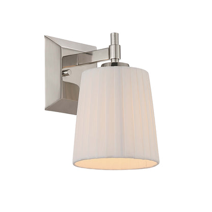 Brilia 1-light Wall Sconce Vanity in Polished Nickel with Pleated Shade - - Golden Lighting