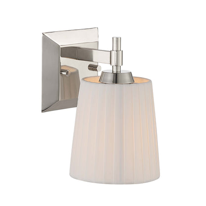 Brilia 1-light Wall Sconce Vanity in Polished Nickel with Pleated Shade - - Golden Lighting