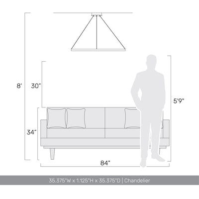 Veritas 35" Bi-directional LED Chandelier in Walnut - - Golden Lighting