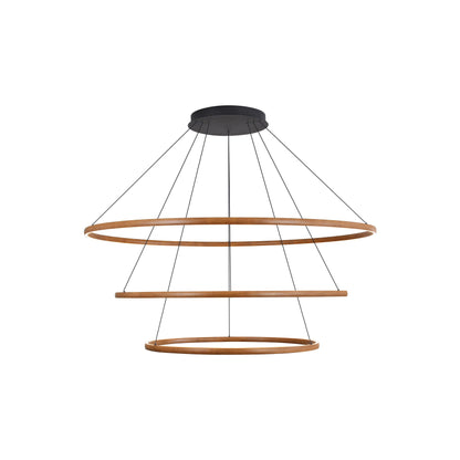 Veritas 3 Tier - 59" LED Ring Chandelier in Driftwood - Default Title - Golden Lighting
