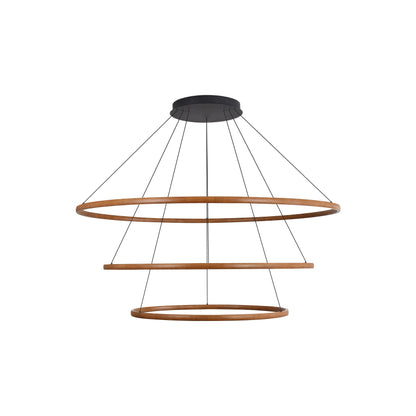 Veritas 3 Tier - 59" LED Ring Chandelier in Driftwood - - Golden Lighting