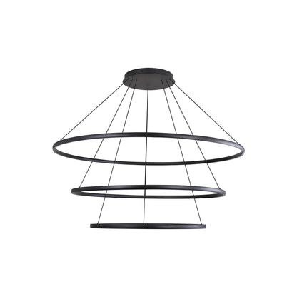 Veritas 3 Tier - 59" LED Ring Chandelier in Sand Black - - Golden Lighting