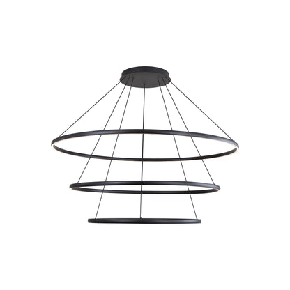 Veritas 3 Tier - 59" LED Ring Chandelier in Sand Black - Default Title - Golden Lighting