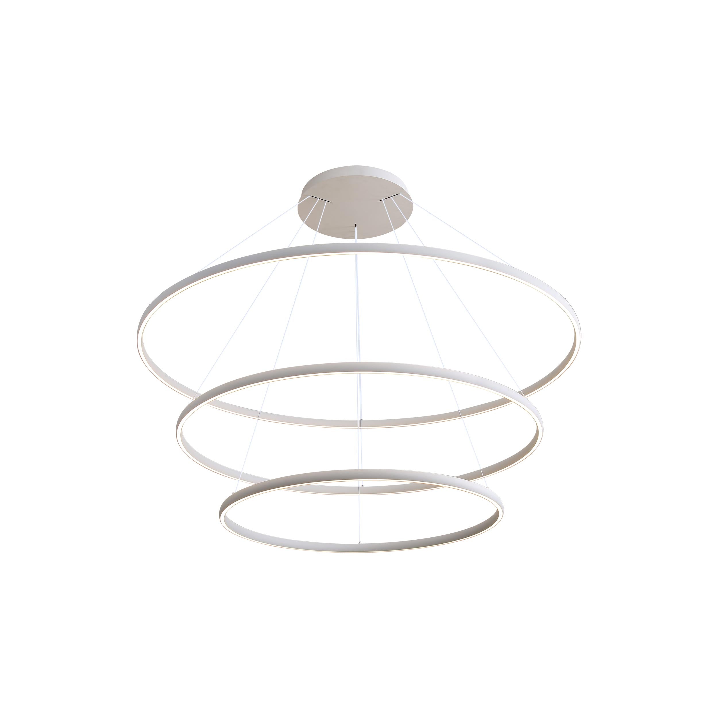 Veritas 3 Tier - 59" LED Ring Chandelier in Sand White - Default Title - Golden Lighting