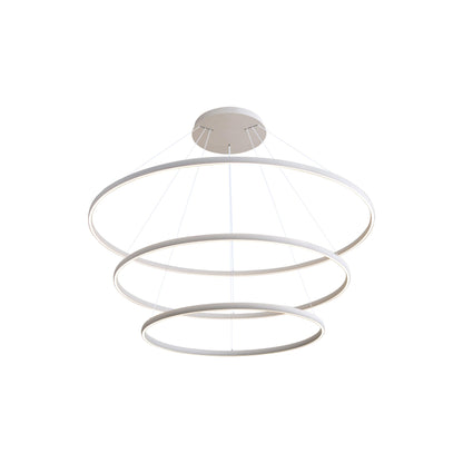Veritas 3 Tier - 59" LED Ring Chandelier in Sand White - Default Title - Golden Lighting