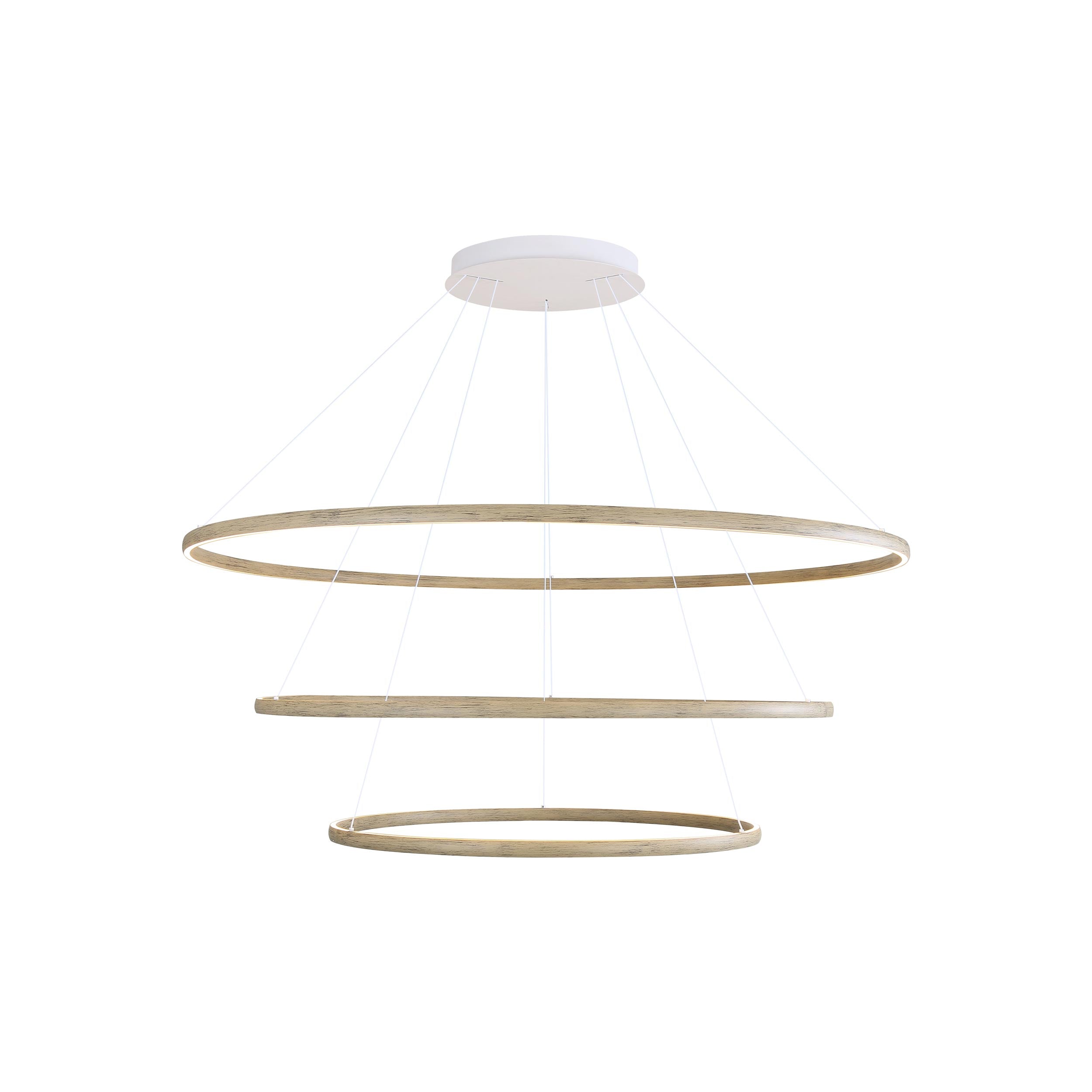 Veritas 3 Tier - 59" LED Ring Chandelier in Walnut - Default Title - Golden Lighting