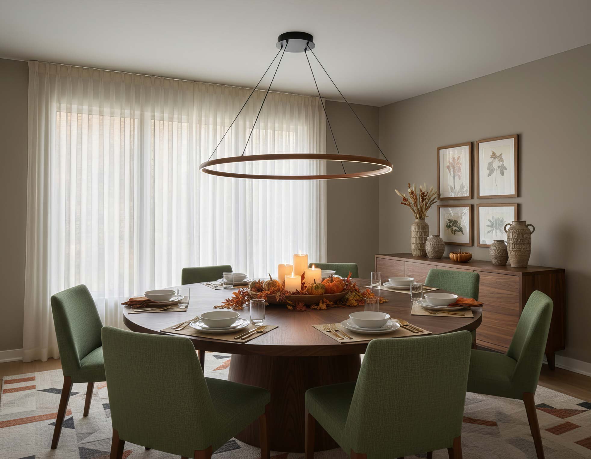 Veritas 59" Bi-directional LED Chandelier in Walnut - - Golden Lighting