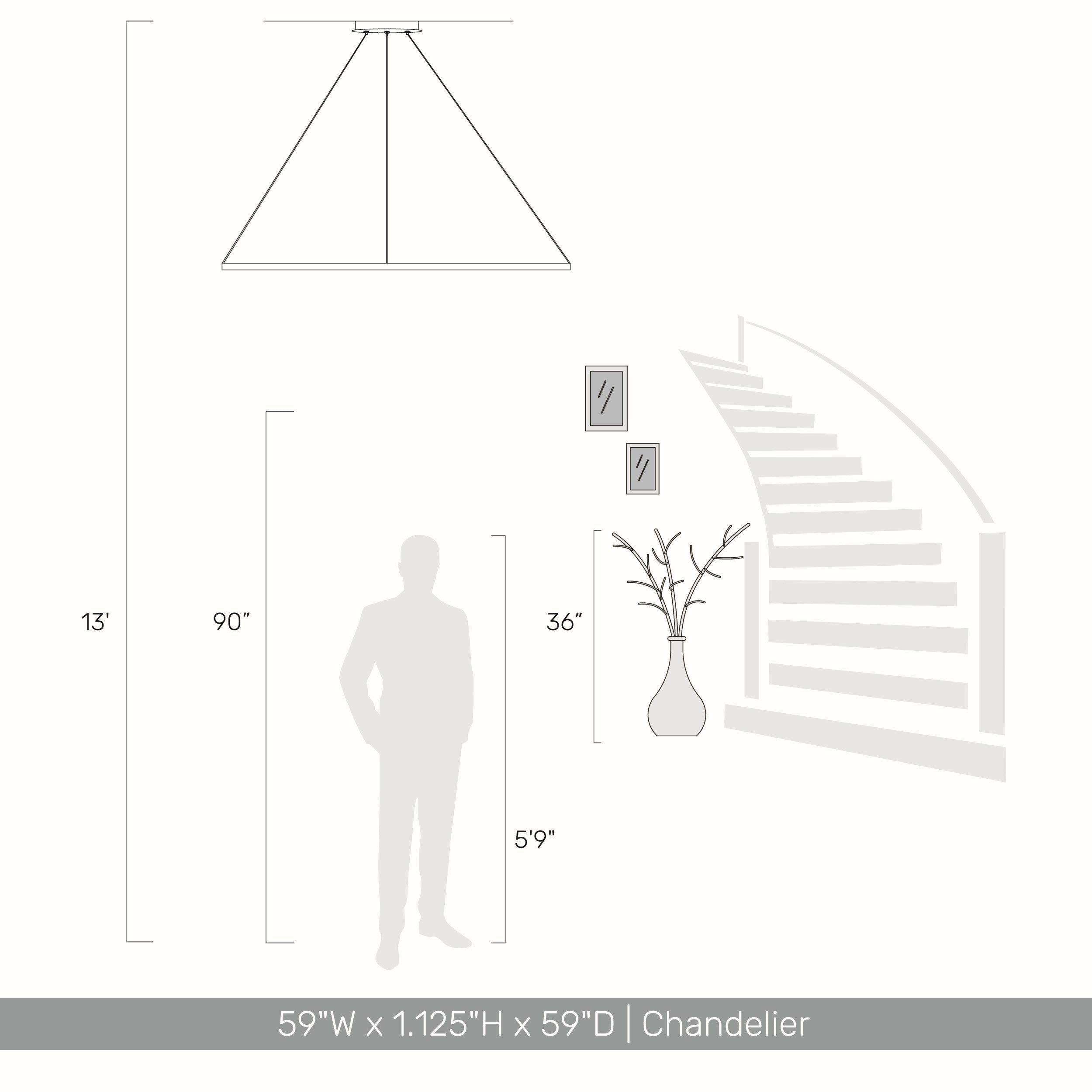 Veritas 59" Bi-directional LED Chandelier in Driftwood - - Golden Lighting
