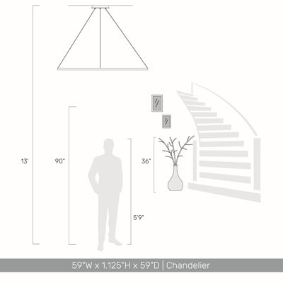 Veritas 59" Bi-directional LED Chandelier in Sand White - - Golden Lighting