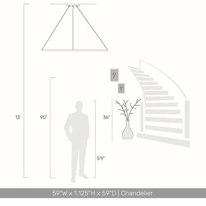 Veritas 59" Bi-directional LED Chandelier in Sand White - - Golden Lighting